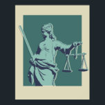 Poster d'art pop de Lady Justice<br><div class="desc">Lady Justice - turquoise clair, turquoise foncé et affiche d'art pop marine</div>
