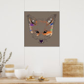 Poster d'art pop Fox gris Imprimer (Cuisine)