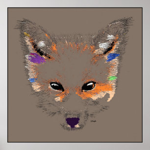 Poster d'art pop Fox gris Imprimer
