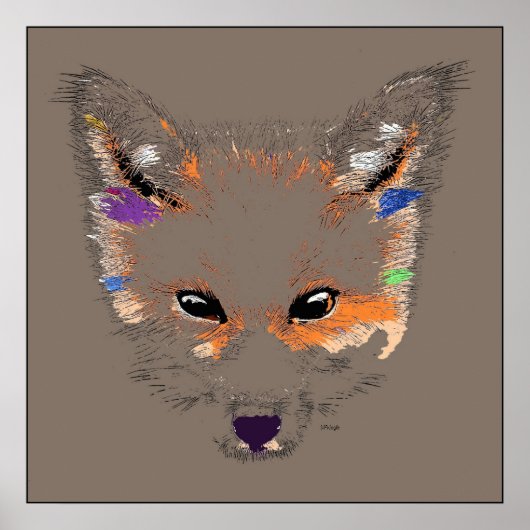 Poster d'art pop Fox gris Imprimer (Devant)