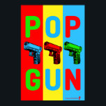 Poster d'art Pop Gun<br><div class="desc">Pop art rencontre les armes (et les puns) dans ce design frais basé sur la culture pop art moderne emblématique des années 60. Ajoutez une couleur amusante à n'importe quel espace : cubique,  grotte pour homme,  bureau,  tanière,  dortoir universitaire.</div>