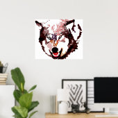 Poster d'art pop loup gris - Animaux sauvages (Bureau à domicile)