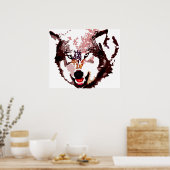 Poster d'art pop loup gris - Animaux sauvages (Cuisine)