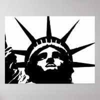 Poster d'art pop noir et blanc Statue de la Libert