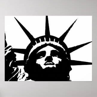 Poster d'art pop noir et blanc Statue de la Libert