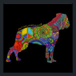 Poster d'art pop "Peace Love & American Bulldogs"<br><div class="desc">Ce design unique fait un grand cadeau pour un fan de Bulldog américain ! La motif psychédélique colorée est vibrante et fait assurément un spectacle accrocheur. DoggyStyle Design Studio,  célébrant le meilleur ami de l'homme! © 2014 DoggyStyle Design Studio</div>