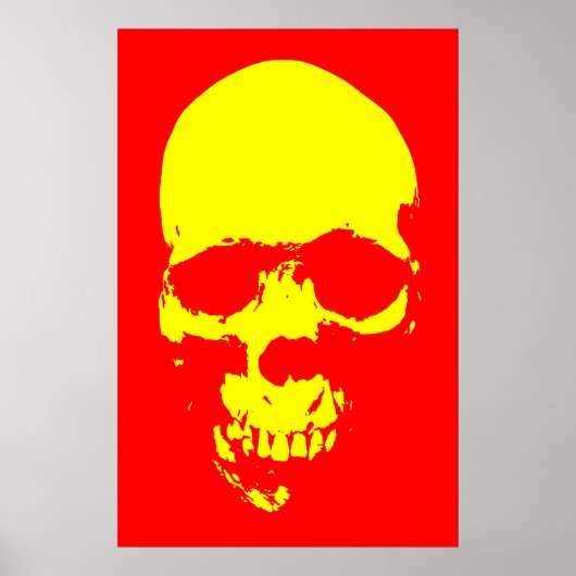Poster d'art Pop Skull - Rouge et Jaune (Devant)