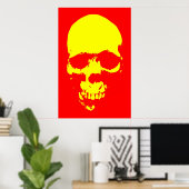 Poster d'art Pop Skull - Rouge et Jaune (Bureau à domicile)