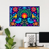 Poster d'art populaire Fleurs et Oiseaux (Bureau à domicile)