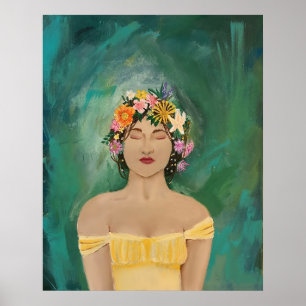 Poster d'art portrait féminin "Lost in Serenity"