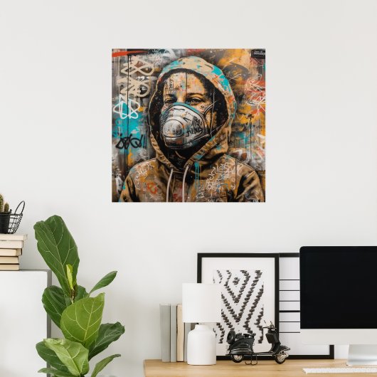 Poster d'art pour les femmes avec Masque Graffiti (Bureau à domicile)
