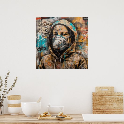 Poster d'art pour les femmes avec Masque Graffiti (Cuisine)