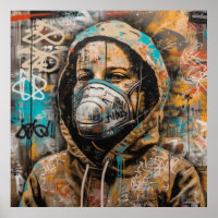 Poster d'art pour les femmes avec Masque Graffiti