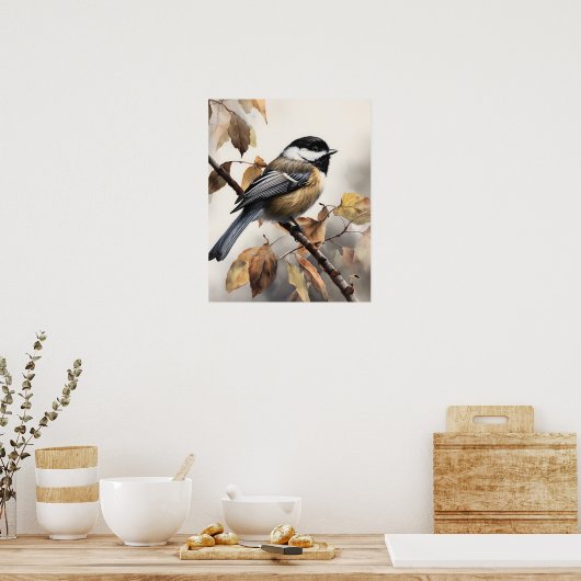 Poster d'art pour oiseaux en chickadee (Cuisine)