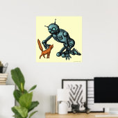 Poster d'art pour robot et chat amusant (Bureau à domicile)