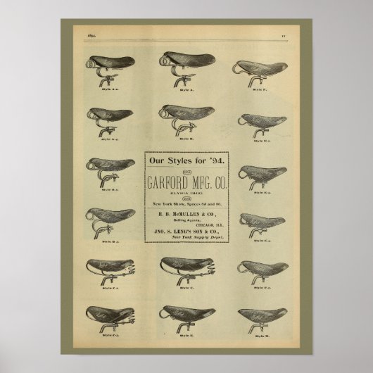 Poster d'art publicitaire du magazine Vélo Seats 1 (Devant)