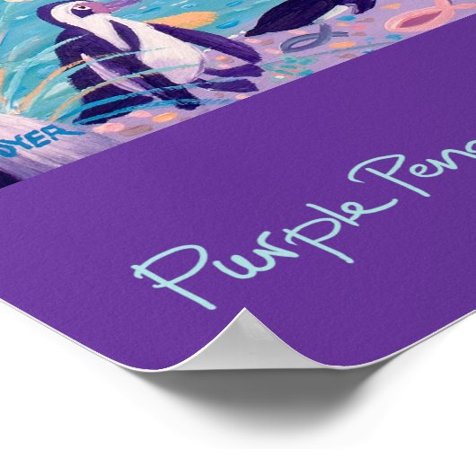 Poster d'art : Purple Penguin Party au Zoo (Coin)