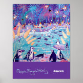 Poster d'art : Purple Penguin Party au Zoo (Devant)