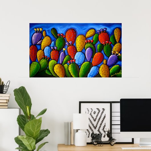 Poster d'art Rainbow Prickly Pear Cactus (Bureau à domicile)