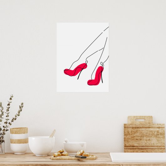 Poster d'art Red High Heel Shoe Line (Cuisine)