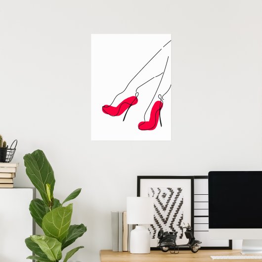 Poster d'art Red High Heel Shoe Line (Bureau à domicile)