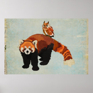 Poster d'art Red Panda & Owl
