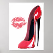 Poster d'art Red Stiletto Shoe and Red Lips (Devant)
