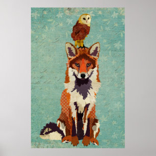 Poster d'art Renard et Chouette d'Amber