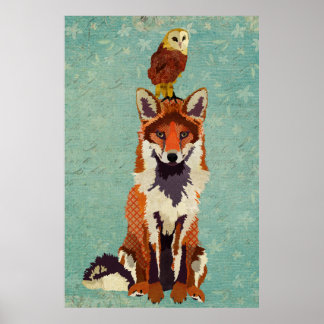 Poster d'art Renard et Chouette d'Amber