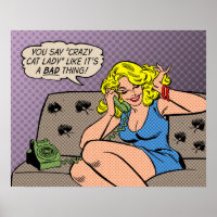 Poster d'art rétro "Crazy Cat Lady"