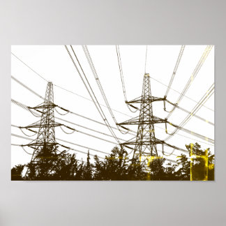 Poster d'art Retro Power lines