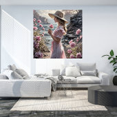 Poster d'art romantique de belle femme en été