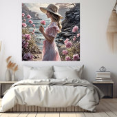 Poster d'art romantique de belle femme en été