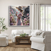 Poster d'art romantique de belle femme en été