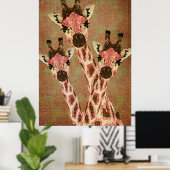 Poster d'art Rosa & Copper Giraffes (Bureau à domicile)