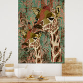 Poster d'art Rosa Giraffes Damask (Cuisine)
