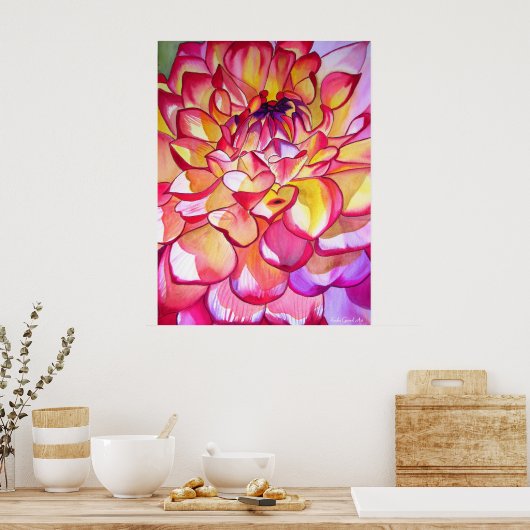 Poster d'art rose Dahlia (Cuisine)