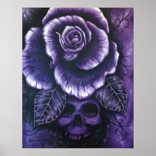 Poster d'art Rose du crâne "Purple Haze"