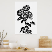 Poster d'art Rose illustré noir et blanc (Cuisine)