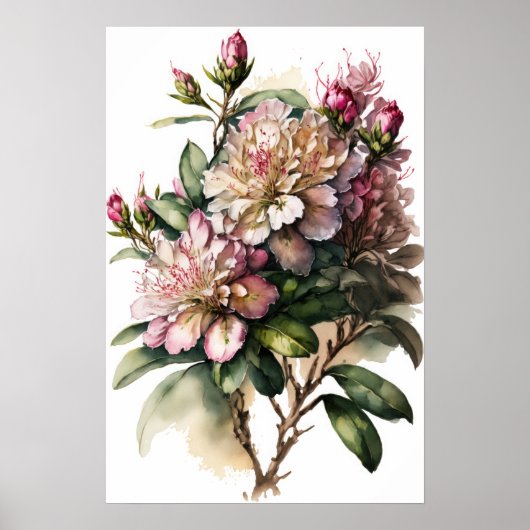 Poster d'art rose Rhododendron (Devant)