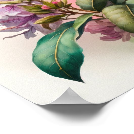 Poster d'art rose Rhododendron (Coin)