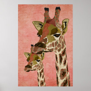 Poster d'art rose Rosa Giraffes