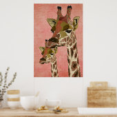 Poster d'art rose Rosa Giraffes (Cuisine)