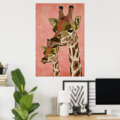 Poster d'art rose Rosa Giraffes (Bureau à domicile)