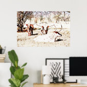 Poster d'art rustique Texas Longhorn Cow (Bureau à domicile)