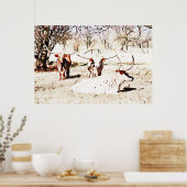 Poster d'art rustique Texas Longhorn Cow (Cuisine)