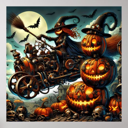 Poster d'art sorcière Steampunk (Devant)