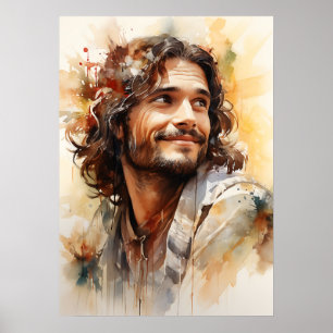 Poster d'art souriant de Jésus