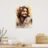 Poster d'art souriant de Jésus (Cuisine)