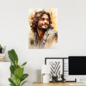 Poster d'art souriant de Jésus (Bureau à domicile)